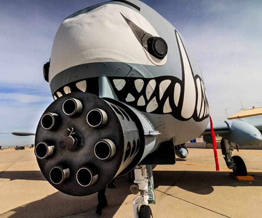 A-10 Warthog showing its GAU-8 Avenger cannon