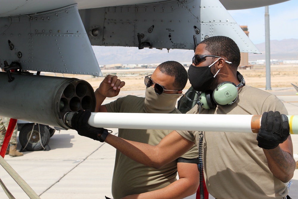 A-10 Thunderbolt II loaded with weapons during Nevada exercise