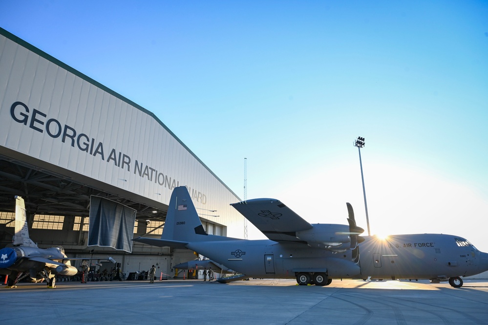 C-130J-30 Super Hercules in hangar at Savannah Air National Guard Base