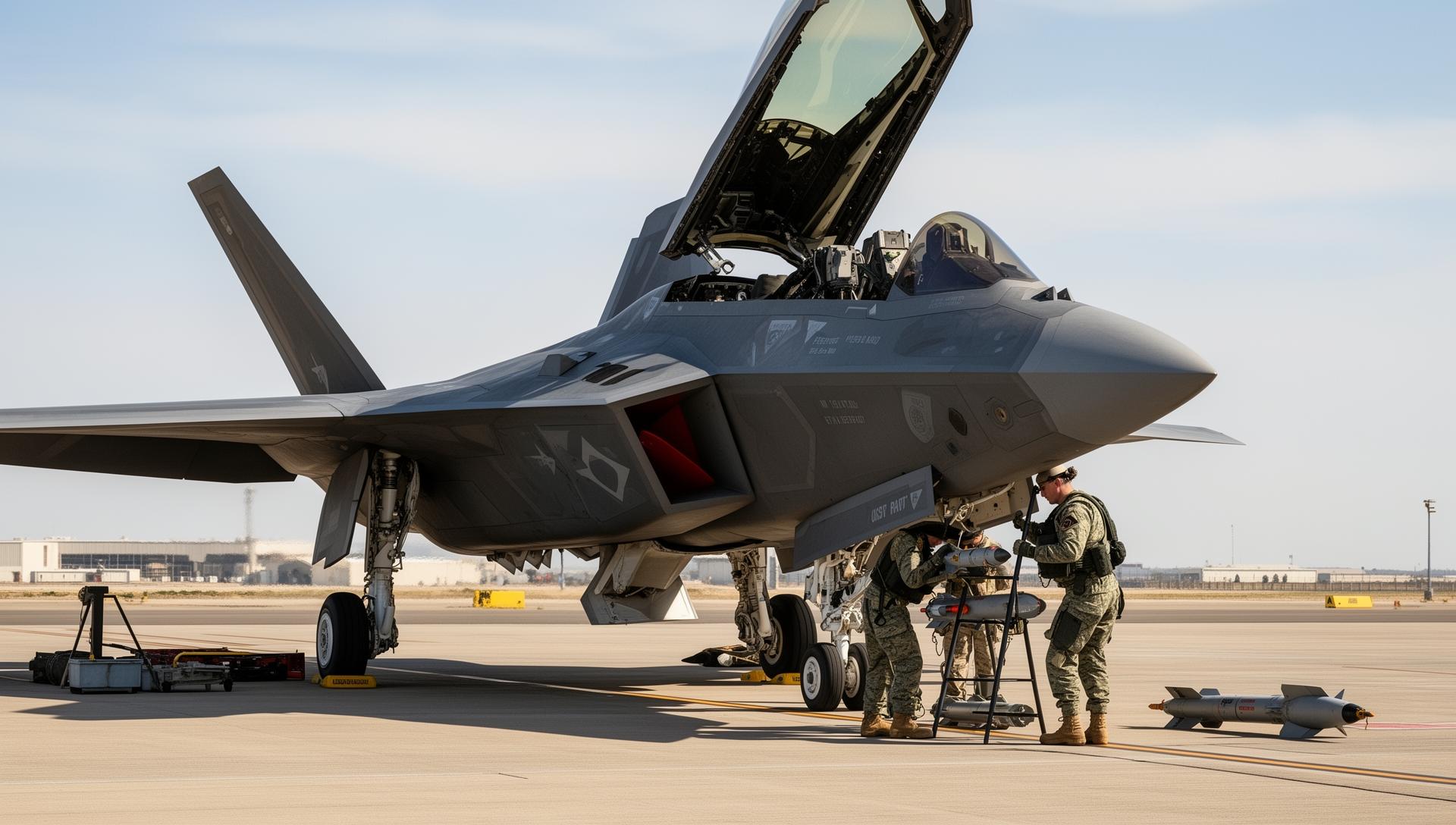 F-22 Raptor weapons loading operation
