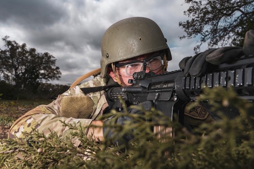 Combat medic secures perimeter during field training exercise