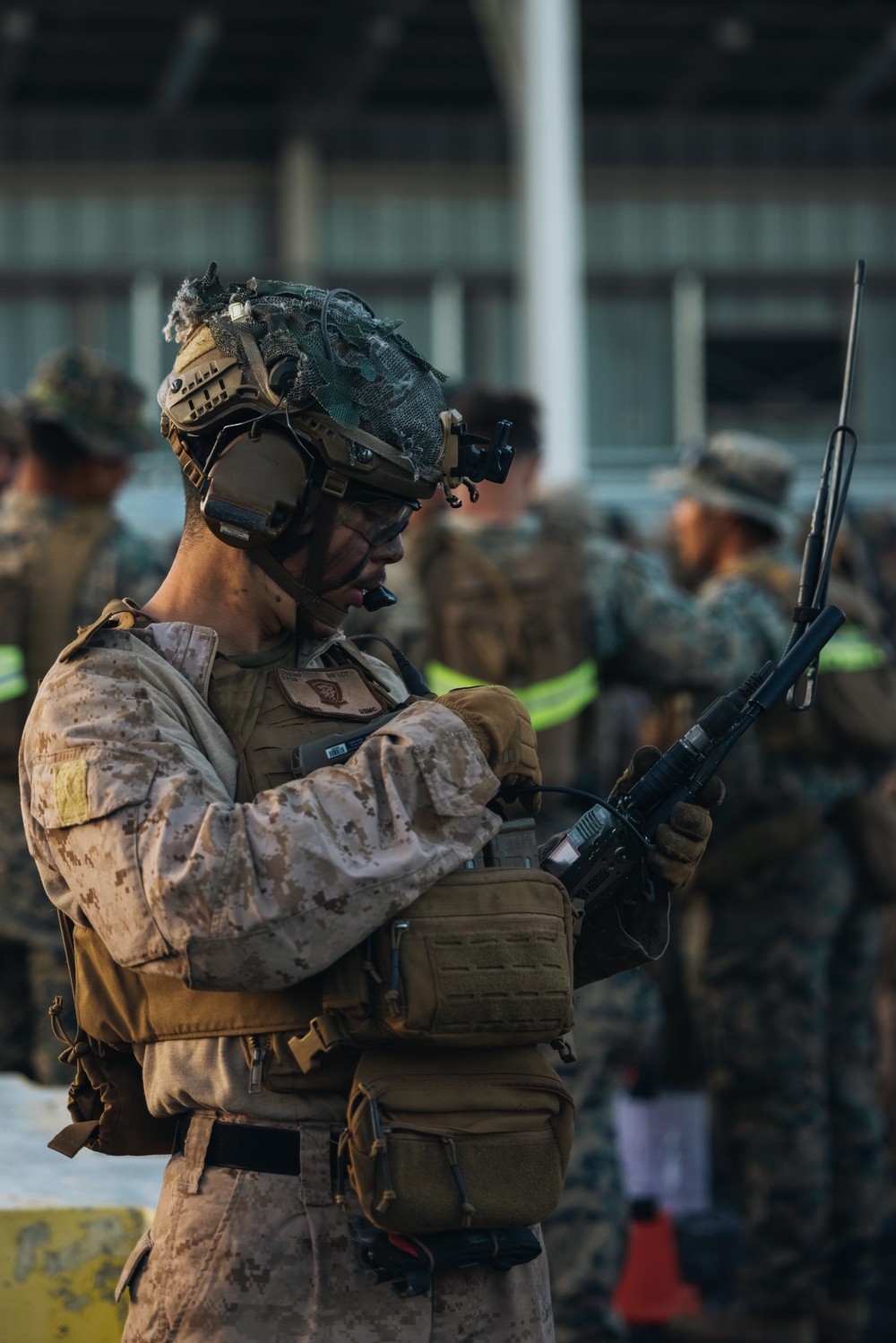 Infantry soldiers during tactical training exercise in field conditions