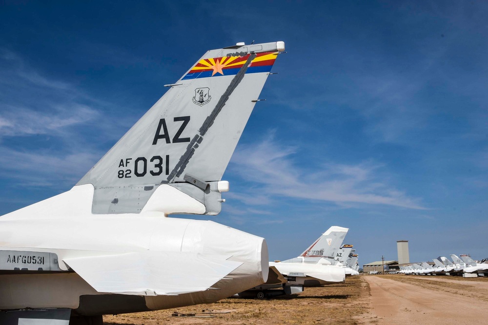 Aircraft covered with spraylat protective coating at the 309th Aerospace Maintenance and Regeneration Group
