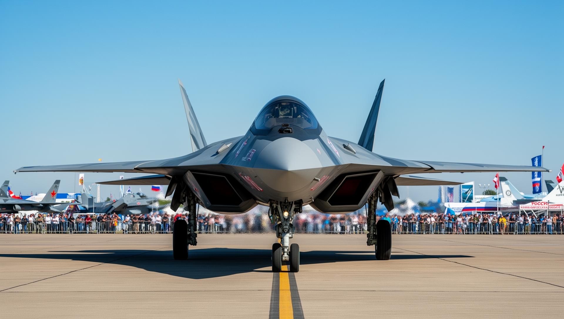 Su-57 Felon on the ground at an airshow