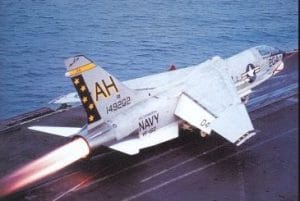 F-8 Crusader Takes Off Aircraft Carrier