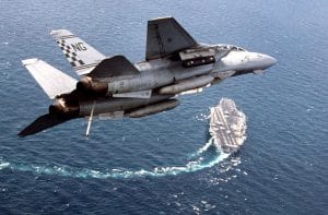 F-14 Tomcat Over Aircraft Carrier