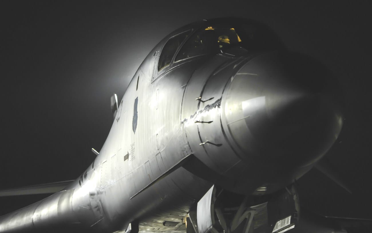 B-1b Lancer aircraft night
