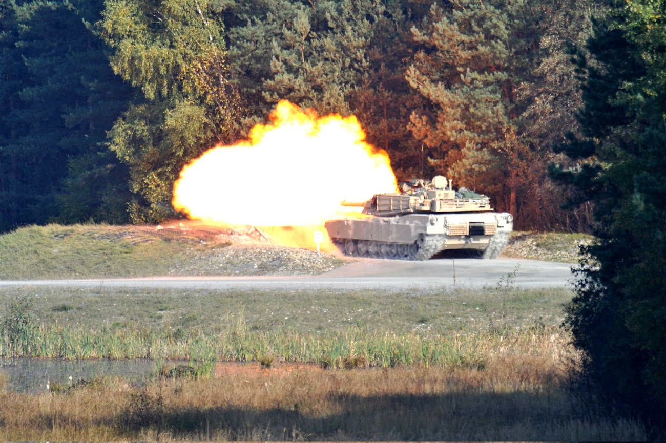 M1 Abrams tank firing round