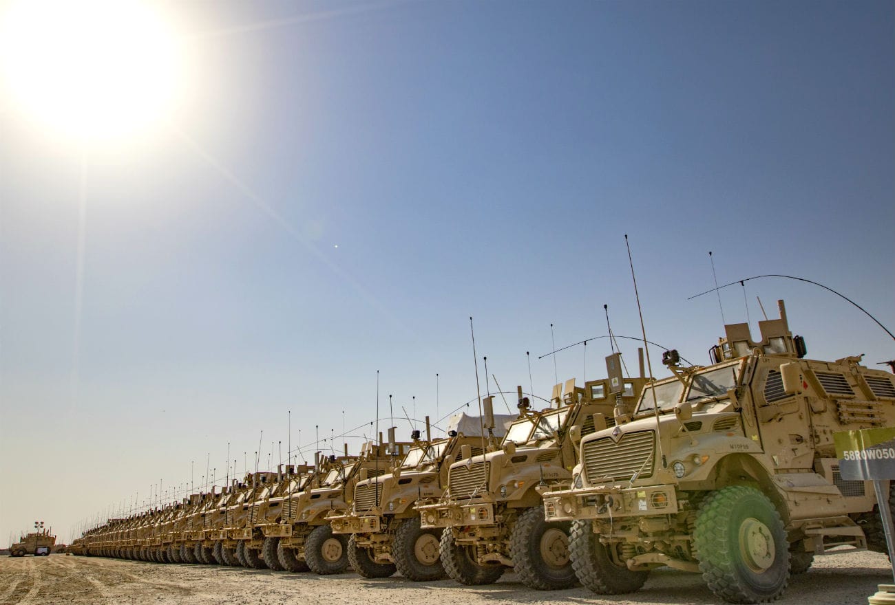MRAP vehicles parked