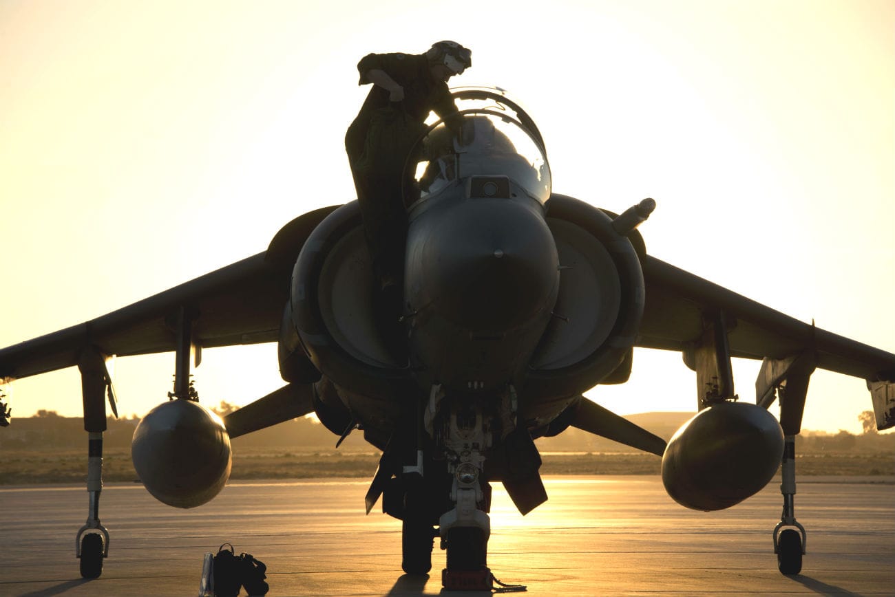 AV-8B harrier flight check sunset