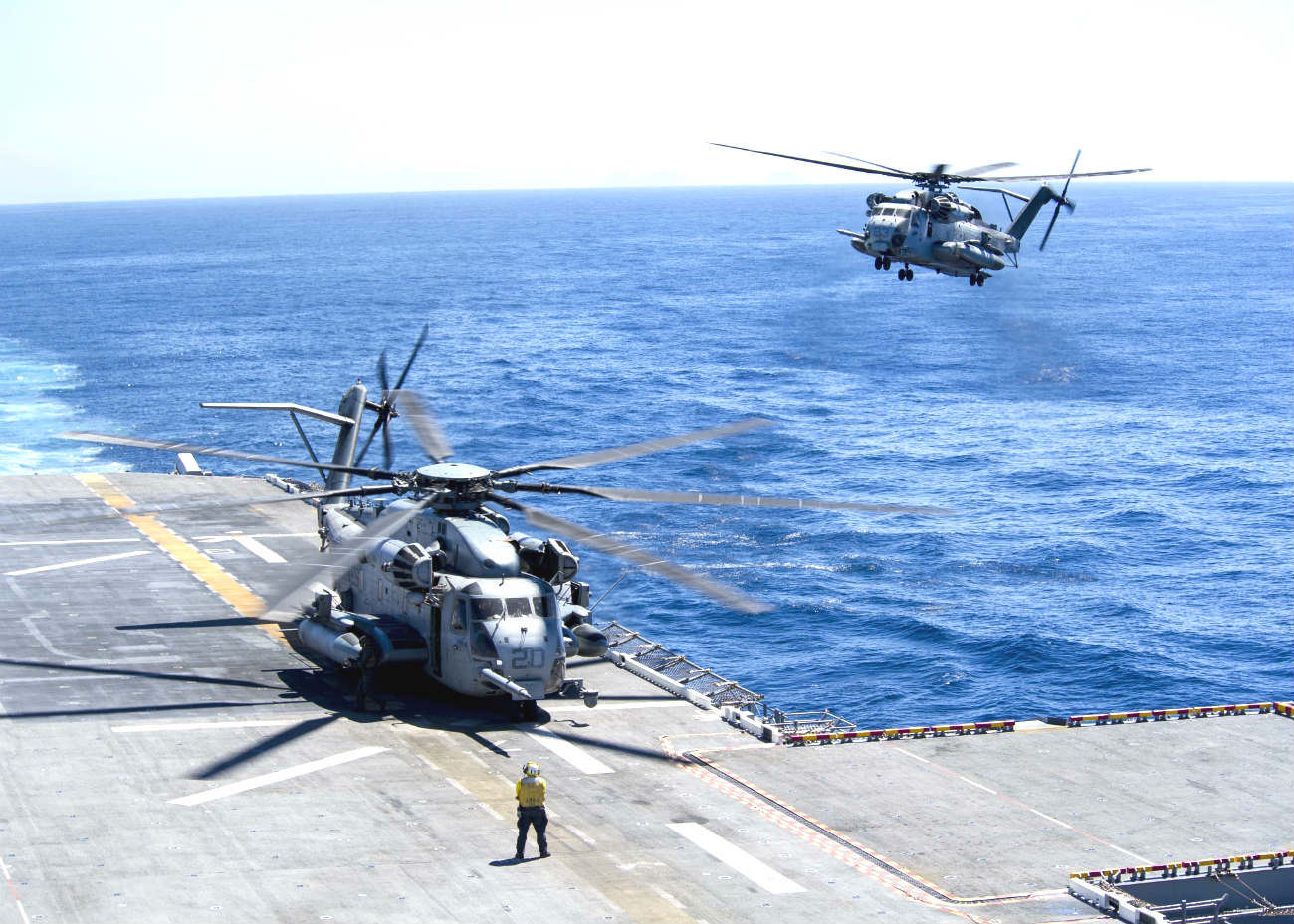 CH-53 Helicopters Landing on carrier