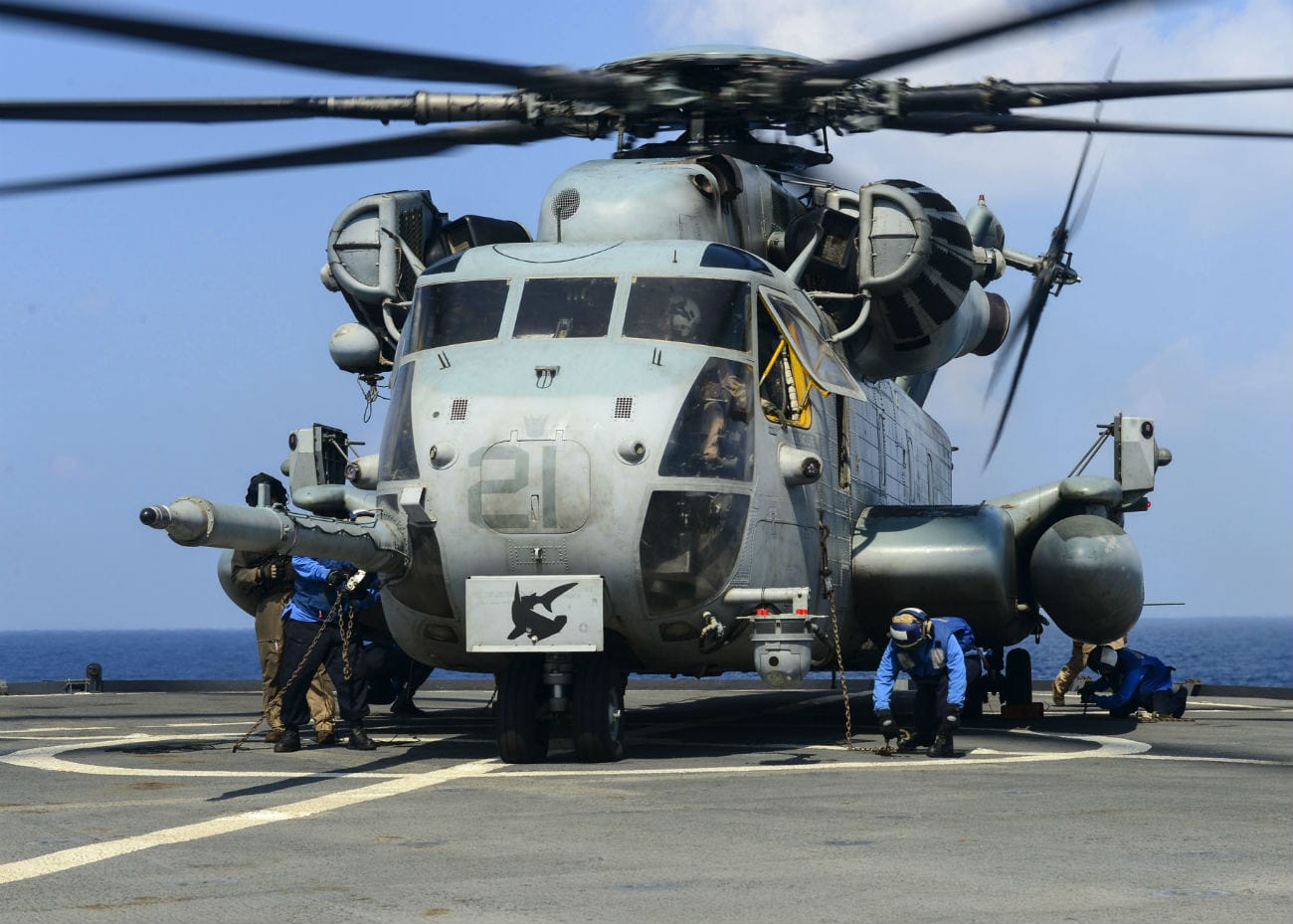 CH53 Sea Stallion Boards Aircraft Carrier