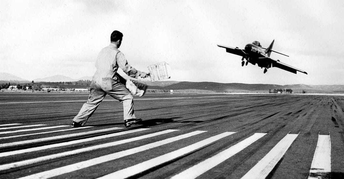 Navy F9F Cougar Landing