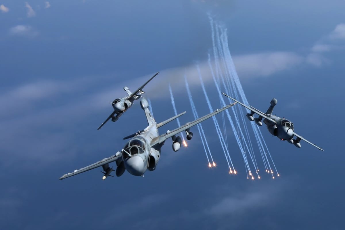 EA-6B Prowlers Launching Countermeasures