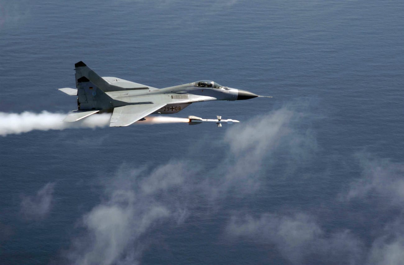 MiG-29 Fulcrum firing a guided AA-10