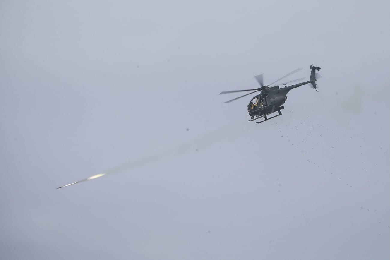 MH-6 Little Bird firing rockets