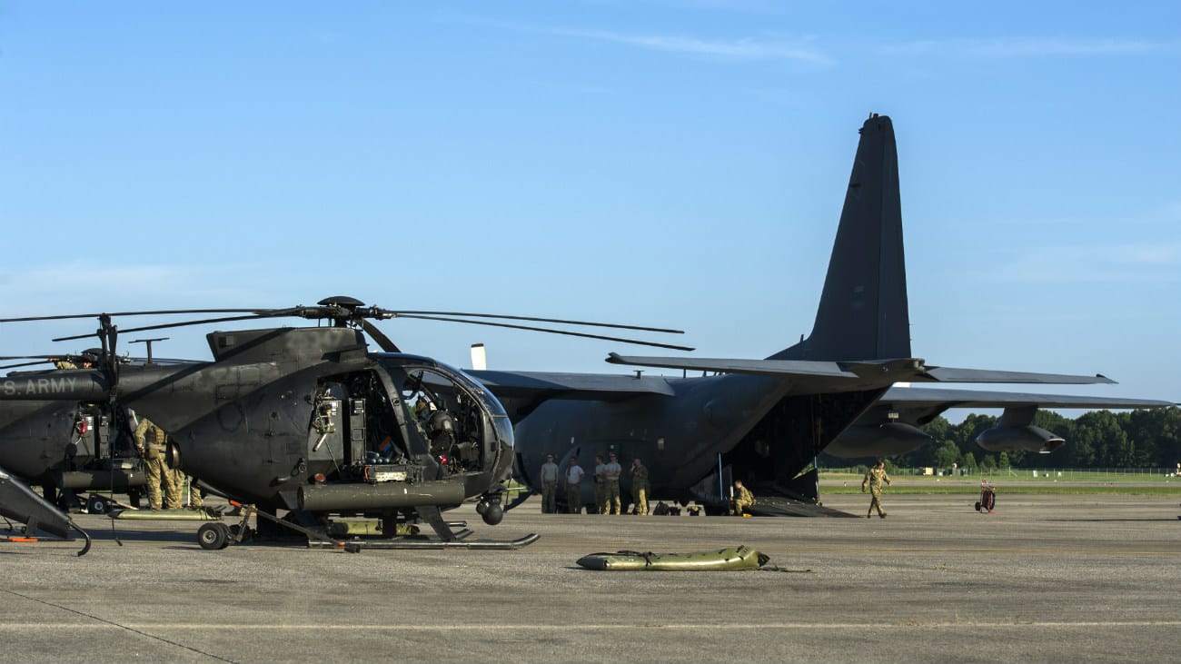 MH-6 Little Bird on the flight line