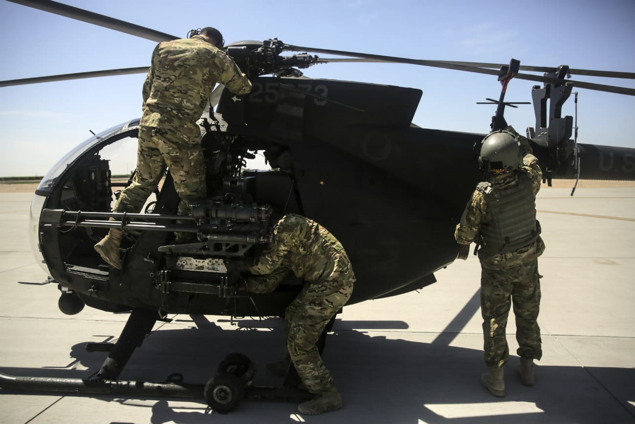 MH-6 Little Bird preparing for transport