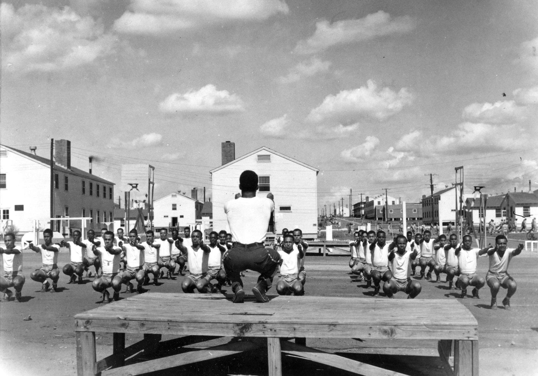 Tuskegee Airmen during physical training