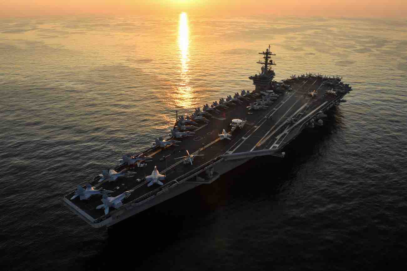 USS Theodore Roosevelt at dusk