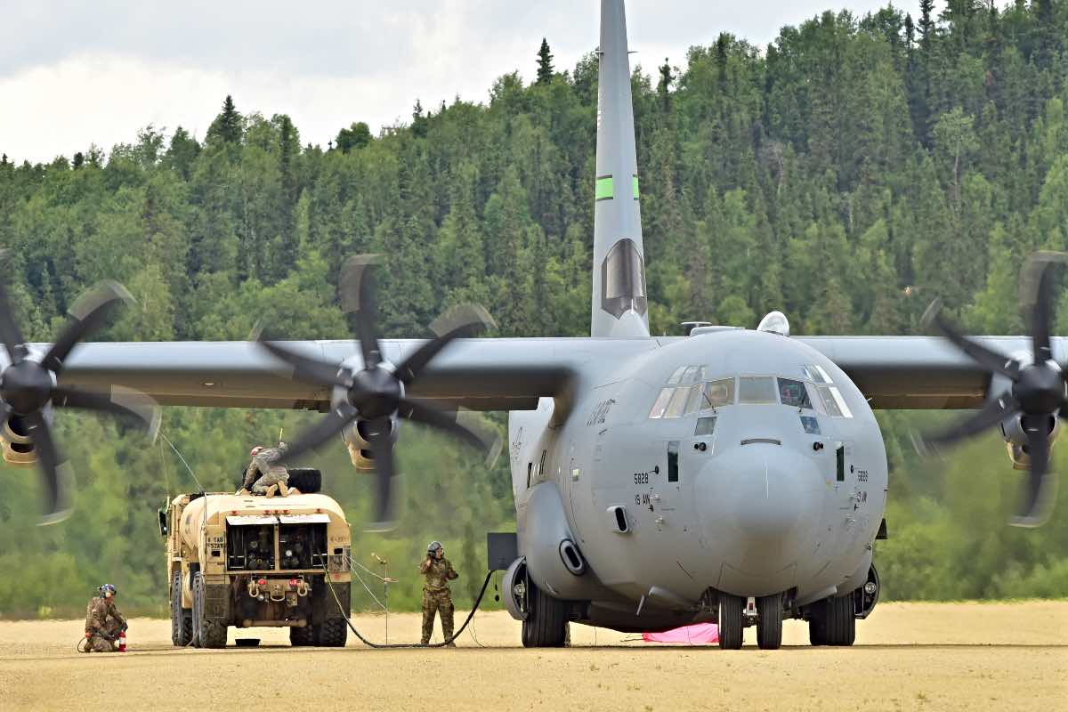 C-130 downloading fuel