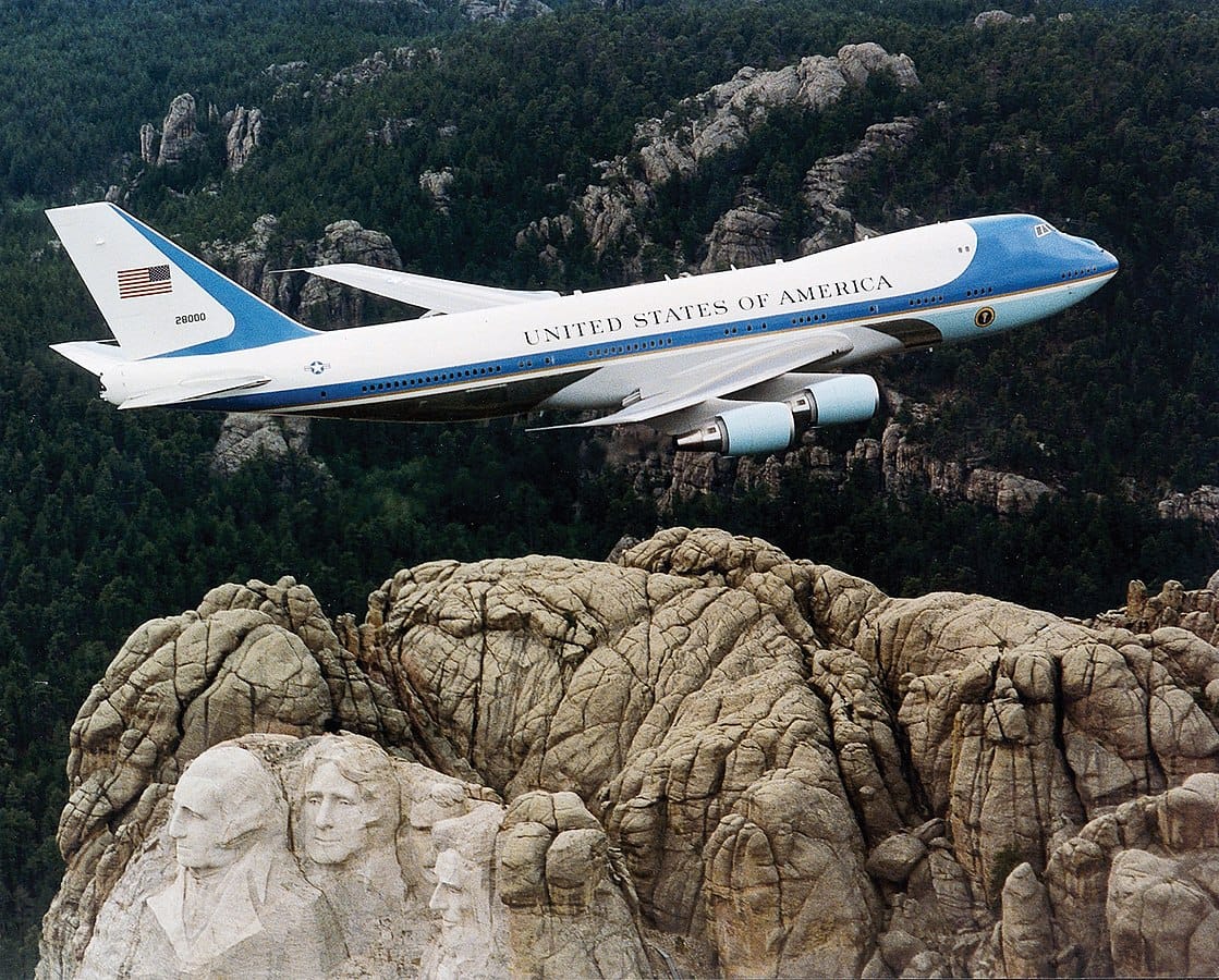 Air Force One over Mount Rushmore