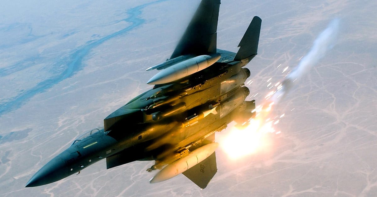 F-15 Eagle in flight showing its distinctive twin-tail design