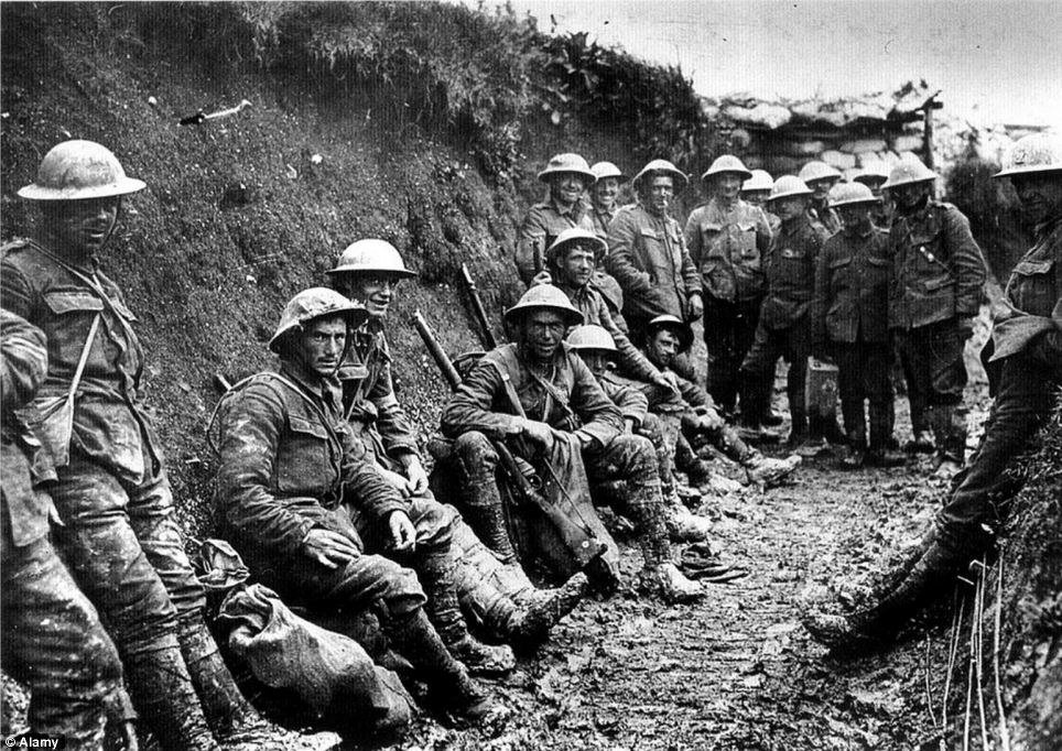 Soldiers Waiting in the Trenches of World War I